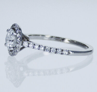 Listo para enviar, 0,61 quilates Diamante redondo D SI1 C.E, +0,30 lados, anillo de compromiso, en oro blanco de 14 k