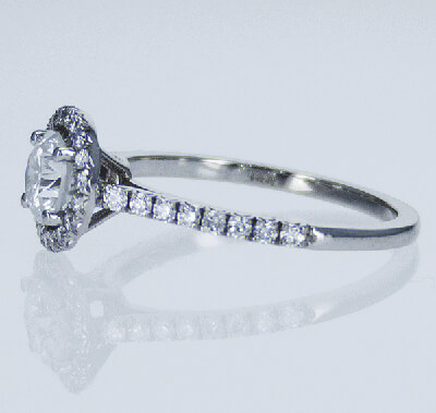 Ready to ship, 0.61 carat Round diamond D SI1 C.E, +0.30 sides, engagement ring, in - 14K White Gold