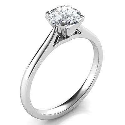 Ready to ship, 0.70 carat Round diamond D SI1 Solitaire engagement ring, in - 14K White Gold