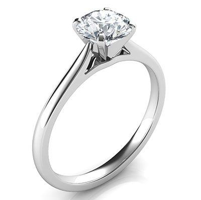Listo para enviar, anillo de compromiso con diamante redondo D SI1 de 0,70 quilates, en oro blanco de 14 k