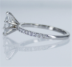 Foto Listo para enviar, 0,64 quilates diamante marquesa D SI2 +0,20 quilates anillo de compromiso de lados, en oro blanco de 14 k de