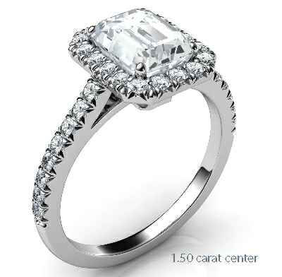 Halo engagement ring for larger diamonds