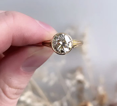 Low Profile Vintage replica bezel set engagement ring forr most shapes