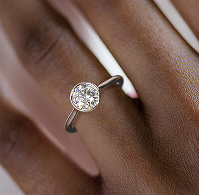 Bezel solitaire engagement ring for all shapes