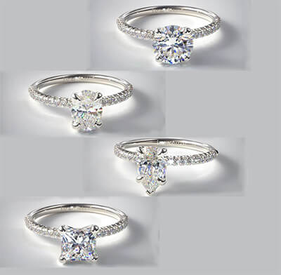 Engagement ring,open pave set 0.20 carat, for all shapes