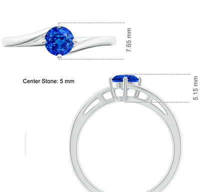 5 mm Blue Sapphire AAA engagement ring