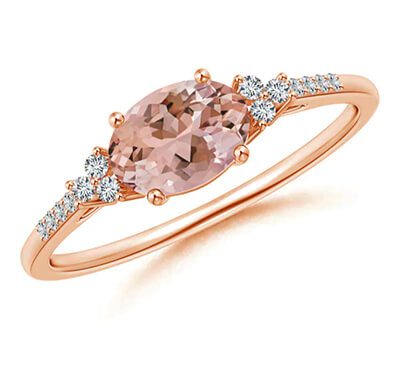 Morganite and diamonds engagement ring