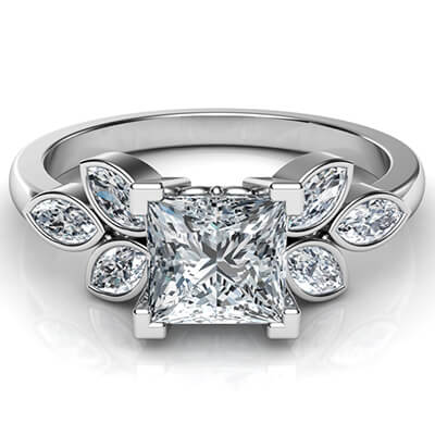 Engagement ring for all shapes with 0.60  side diamonds