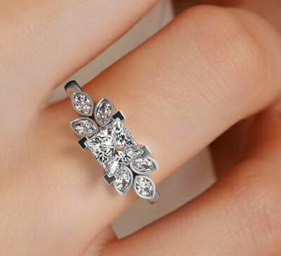 Engagement ring for all shapes with 0.60  side diamonds
