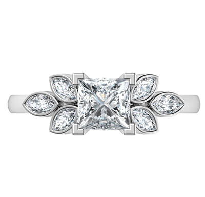 Engagement ring for all shapes with 0.60  side diamonds