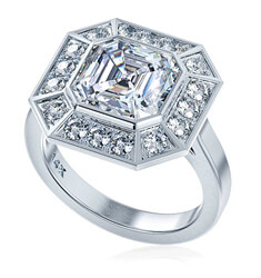 Foto Pippa Middleton anillo de compromiso de perfil bajo Asscher Cut Moissanite de 1,50 quilates en el centro de