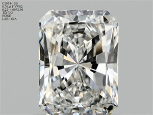 Picture of Natural Diamond 0.70 Carats, Radiant with  Cut, F Color, VVS2 Clarity and Certified by GIA