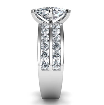 Wide engagement ring with 1.13 Cts side diamonds