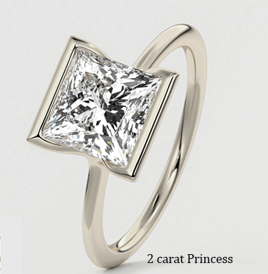 Delicate Low Profile half bezel engagement ring for Princess