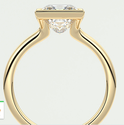 Delicate Low Profile half bezel engagement ring for Princess