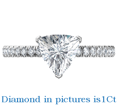 Anillo de compromiso de diamantes talla trillón engastado con piedras laterales de 0,22 quilates
