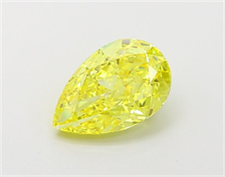 Picture of Lab Grown Diamond 1.51 Carats, Pear with  Cut, Fancy Vivid Yellow Color, VS1 Clarity and Certified by IGI