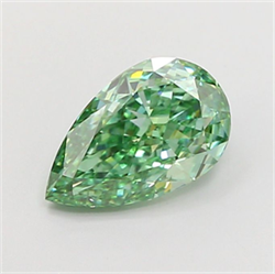 Picture of Lab Grown Diamond 1.53 Carats, Pear with  Cut, Fancy Vivid Green Color, VS1 Clarity and Certified by IGI