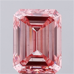 Picture of Lab Grown Diamond 5.89 Carats, Emerald with  Cut, Fancy Intense Pink Color, VS2 Clarity and Certified by IGI