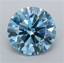 Picture of Lab Grown Diamond 2.50 Carats, Round with Ideal Cut, Fancy Vivid Blue Color, VS1 Clarity and Certified by IGI