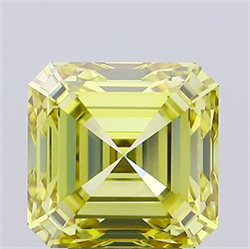 Picture of Lab Grown Diamond 5.09 Carats, Asscher with  Cut, Fancy Intense Yellow Color, VS1 Clarity and Certified by IGI