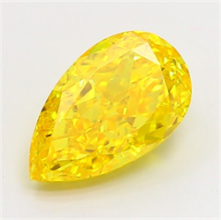 Picture of Lab Grown Diamond 2.04 Carats, Pear with  Cut, Fancy Vivid Yellow Color, VVS2 Clarity and Certified by IGI
