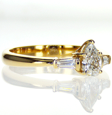 Cathedral Engagement ring  with two tapered Baguette diamonds 0.24 carat