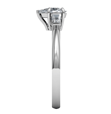 Cathedral Engagement ring  with two tapered Baguette diamonds 0.24 carat