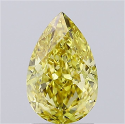 Picture of Lab Grown Diamond 1.56 Carats, Pear with  Cut, Fancy Intense Yellow Color, VVS2 Clarity and Certified by IGI