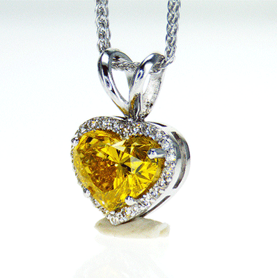 Vivid Yellow natural diamond Heart pendant, 1.27 carat SI