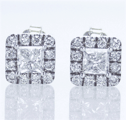 Foto Par de pendientes de diamantes Princesa de 1,10 quilates TW de