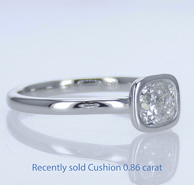 Delicate Low Profile bezel engagement ring for Cushions-Julia