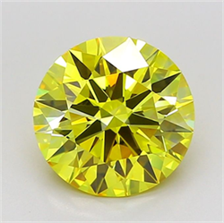 Picture of Lab Grown Diamond 3.09 Carats, Round with Ideal Cut, Fancy Vivid Yellow Color, VVS2 Clarity and Certified by IGI