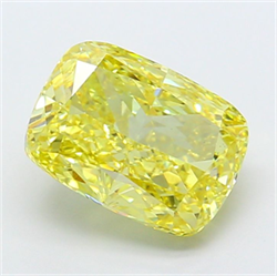 Picture of Lab Grown Diamond 5.03 Carats, CUSHION MODIFIED with  Cut, Fancy Intense Yellow Color, VS2 Clarity and Certified by IGI