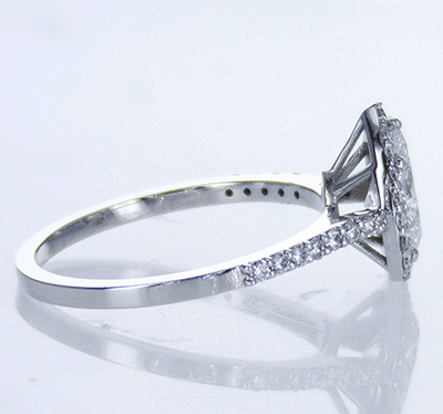 Ready to ship, 0.78 carat D SI1+0.30 sides, in - 14K White Gold