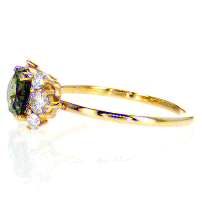 1.50 carat Green-Blue Teal natural Sapphire and diamonds ring