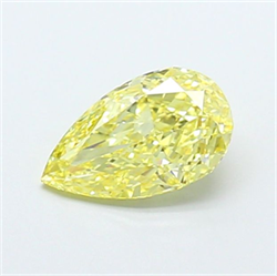Picture of Lab Grown Diamond 1.24 Carats, Pear with  Cut, Fancy Intense Yellow Color, VVS2 Clarity and Certified by IGI