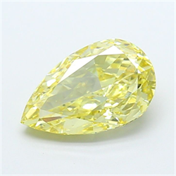Picture of Lab Grown Diamond 3.06 Carats, Pear with  Cut, Fancy Intense Yellow Color, VVS2 Clarity and Certified by IGI