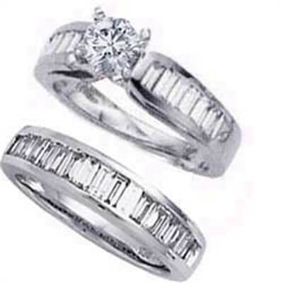 Bridal set, 2 carats baguette diamonds