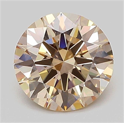Picture of Lab Grown Diamond 1.61 Carats, Round with Ideal Cut, Fancy Light Brown Color, VS1 Clarity and Certified by IGI
