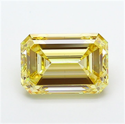 Picture of Lab Grown Diamond 5.04 Carats, Emerald with  Cut, Fancy Yellow Color, VS1 Clarity and Certified by IGI