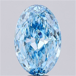 Picture of Lab Grown Diamond 13.10 Carats, Oval with  Cut, Fancy Vivid Blue Color, VS1 Clarity and Certified by IGI