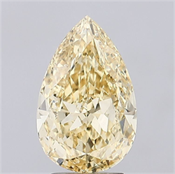 Picture of Lab Grown Diamond 4.02 Carats, Pear with  Cut, Fancy Vivid Yellow Color, VS1 Clarity and Certified by IGI