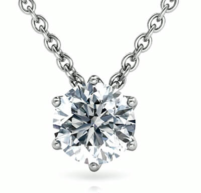 Six Prongs Tulip Solitaire Pendant for Round diamonds