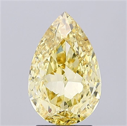 Picture of Lab Grown Diamond 3.14 Carats, Pear with  Cut, Fancy Vivid Yellow Color, VS1 Clarity and Certified by IGI