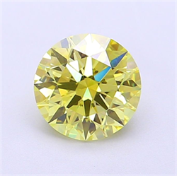 Picture of Lab Grown Diamond 1.36 Carats, Round with Ideal Cut, Fancy Yellow Color, VVS2 Clarity and Certified by IGI