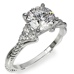 Picture of Rope engagement ring with side diamonds