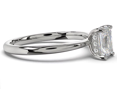 Hidden halo engagement ring for all square diamonds