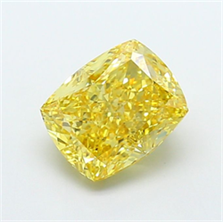 Picture of Lab Grown Diamond 3.55 Carats, CUSHION MODIFIED with  Cut, Fancy Vivid Yellow Color, VS1 Clarity and Certified by IGI