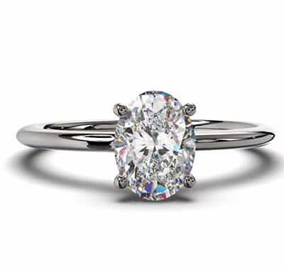 Low Profile, Hidden Halo Oval Engagement Ring Setting